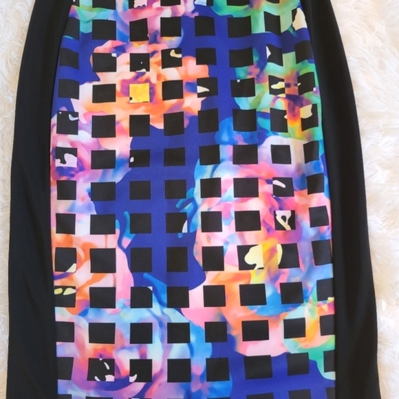 Joseph Ribkoff Size 8 Black Patterned Sheath Bodycon Dress Black Multi Coloured - Picture 5 of 12